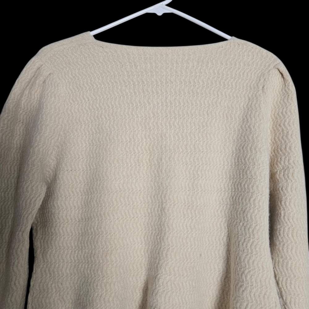 Nanette Lepore Pearl Button Textured Knit Cardigan Off White Cream Rayon Medium - Picture 14 of 15